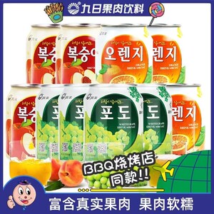 韩国风味九日葡萄果汁果肉饮料238ml*12罐西柚草莓饮品礼盒整箱