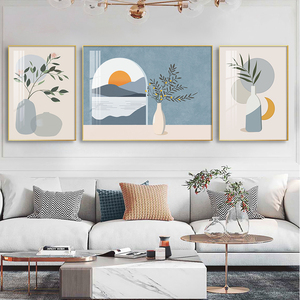 现代简约客厅装饰画三联画北欧风沙发背景墙挂画轻奢餐厅床头壁画