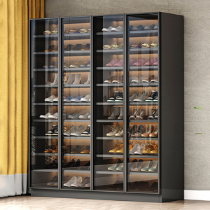 新款轻奢玻璃鞋柜家用门口大容量入户玄关柜一体靠墙简约储物柜子