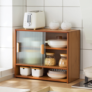 厨房储物柜子防尘碗架碗筷收纳盒家用台面带门放餐具碗碟置物架