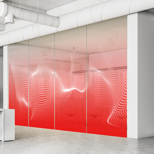 定制彩色渐变半透明玻璃贴膜办公室静电磨砂蓝色红色防撞装饰贴纸