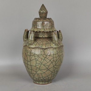 【祖传】宋代哥窑 金丝铁线五管瓶盖罐 古玩古董老货旧货包老保真