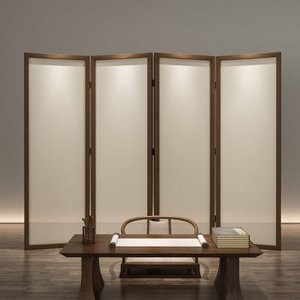 遮挡纱折叠移动屏风民宿茶室简约定制办公室中式空白实木乔其透半