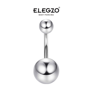 ELEGZO经典款肚脐钉男女款光面小圆球设计防过敏材质通体925纯银