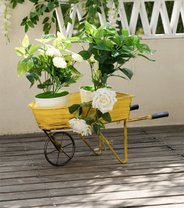 铁艺移动小推车花盆户外庭院花园阳台落地置物架栽花盆架创意摆件
