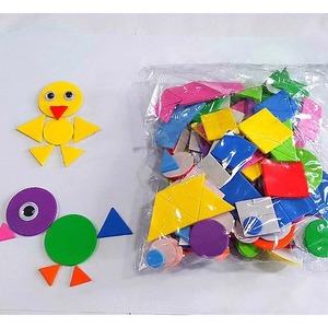 幼儿园圆三角正方形状diy手工材料 几何图形贴纸泡沫马赛克海绵纸