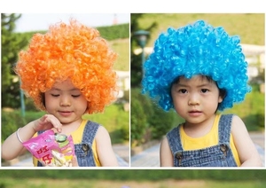 爆炸头假发儿童彩色爆炸幼儿园装扮小丑头套道具魔术帽子卷毛