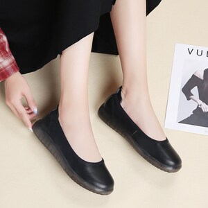 黑色鞋子女平底上班餐饮 防滑舒适饭店酒店服务员久站浅口工o3作