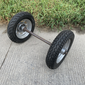 寸喷漆翻新摩f托轮手 两轮连轴轴车轮带马胎推拖车工地发电机轮