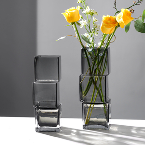 手工制作错位异形不规则玻璃花瓶摆件高级感家居客厅水培插花花器