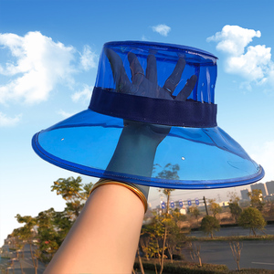 防雨帽子时尚ins女透明渔夫大檐韩版pvc礼帽挡雨塑料防晒遮阳帽