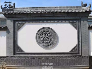 仿古照壁影壁墙浮雕中式古建材a装饰摆件徽派墙面壁画砖雕鱼跃龙