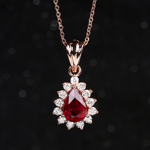 廷亮廷亮珠宝 18k金镶嵌鸽血红红宝石吊坠)彩宝项链 1.05ct 现货