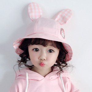 中国女宝宝遮阳防晒渔夫帽1一23岁儿童帽子女童夏季薄款可爱超萌