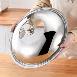 家用不锈钢炒锅锅盖顶帽32cm34圆形玻璃盖子蒸锅30炒菜把手配件头