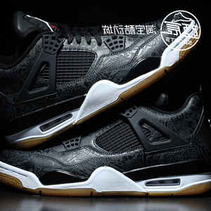 aj4黑镭射3m反光生胶篮球鞋