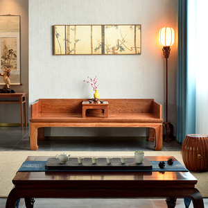 艺盟百胜安思远三围独板罗汉床明式大果紫檀红木睡榻书房禅意家具