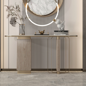 意式轻奢玄关台现代简约入户进门厅玄关柜客厅走廊靠墙岩板端景台