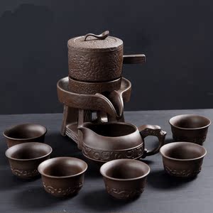 家用紫砂时来运转茶具套装懒人陶瓷套装功夫茶具大茶杯茶壶石磨茶