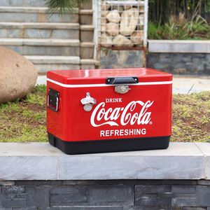 可口可乐保温箱冰桶 30L翻盖露营户外冷藏食品箱便携手提车载收纳