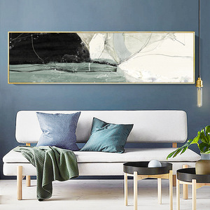 现代客厅沙发背景后装饰画抽象艺术大气横版两幅组合北欧创意墙画