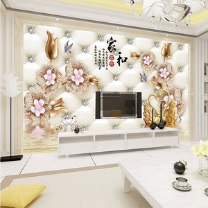 现代电视背景墙壁纸简约客厅影视墙布大气3d立体壁画布仿软包墙纸