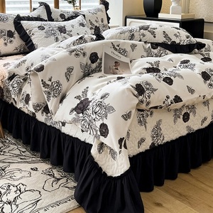 韩式公主风亲肤夹棉床盖四件套夏天法式花边床罩床单被套床上用品
