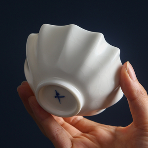 徐孝丰德化汝窑汝瓷手工茶杯白瓷主人杯单杯品茗杯个人杯莲蕊杯