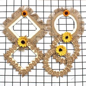 幼儿园装饰手工森系环创材料墙贴圆形方形六角形木板麻绳花边套装