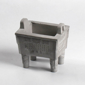 水泥香炉多肉植物花盆硅胶模具 复古混凝土鼎香炉焚香炉摆件模具