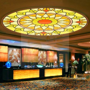 定制别墅老洋房酒店会所欧式蒂凡尼教堂彩色艺术玻璃圆形穹顶吊顶
