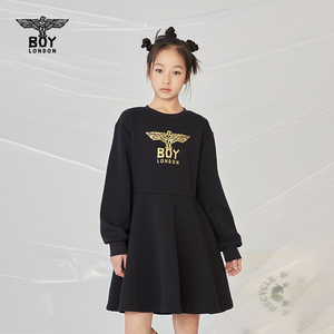 boylondon童装21春女童新款两截式小伞裙圆领套头卫衣