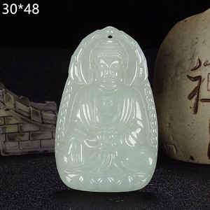 青白玉阿弥陀佛吊坠