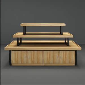 文具店书屋女式钱包中岛柜地柜商用展示柜货架黑色蛋糕店错层店