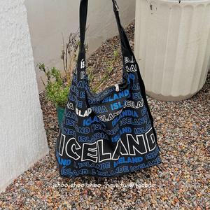 酷女孩巴巴~热巴同款冰岛帆布包大容量简约单肩包通勤字母包包女