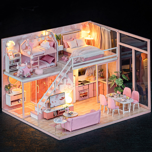儿童玩具女孩小公主礼物10岁迷你厨房手工房子芭比娃娃屋梦想豪宅