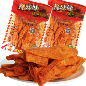 湖南湘潭特产林妹妹鸡皮条辣条素食爆鸡皮儿时80后怀旧零食麻辣片