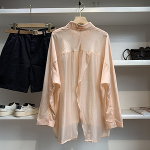 糖果色天丝衬衫女夏装新款宽松大版设计感长袖纯色防晒上衣外套薄