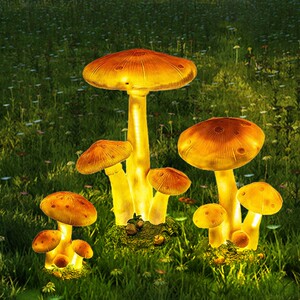 户外发光蘑菇造型灯室外草坪庭院露台花园布置装饰led树脂景观灯