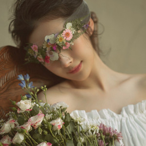 蒙眼丝带布条遮挡眼睛干花丝巾蕾丝纱花瓣装饰写真拍照古风白色