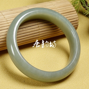 【唐韵坊】【鼓励复检】天然新疆和田玉湖水绿手镯女带糖色且末料