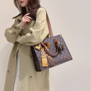 官网正品v-lv5新款老花托特包购物袋网红明星同款时尚印花大包女