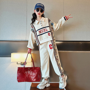 韩国女童秋装套装新款洋气童装儿童时髦网红春秋女大童卫衣两件套