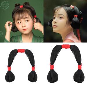 600人付款淘宝古装儿童假发包套装影楼汉服发髻垫发造型女童古代牛角