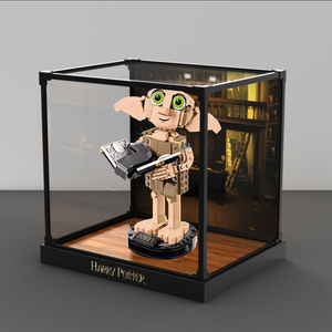 适用乐高76421合金框展示盒哈利波特小精灵多比积木模型防尘罩架