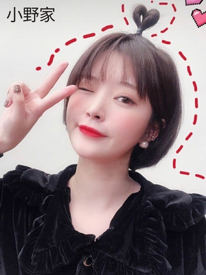 小野家假发女短发空气刘海宋慧乔同款波波头自然少女气质真发发套