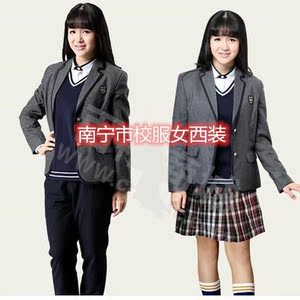 南宁市新希望校服中学生冬统一女制服外套西服纯棉裤格子冬裙套装