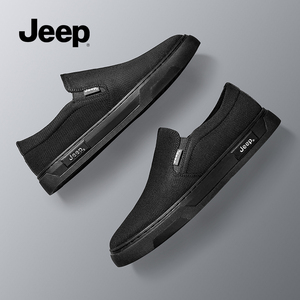 jeep吉普男鞋夏季透气一脚蹬懒人老北京布鞋潮流软底休闲帆布鞋男