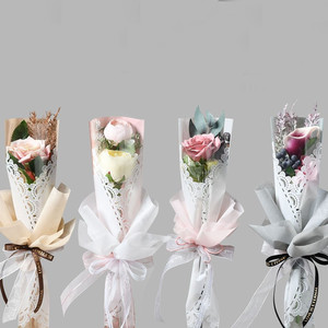 母亲节花纸复古蕾丝花朵包装袋单支康乃馨花束包装纸郁金香透明独