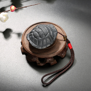 石间说原创手工乌龟壳石手把件乌金石头摆件茶宠精品可养茶玩